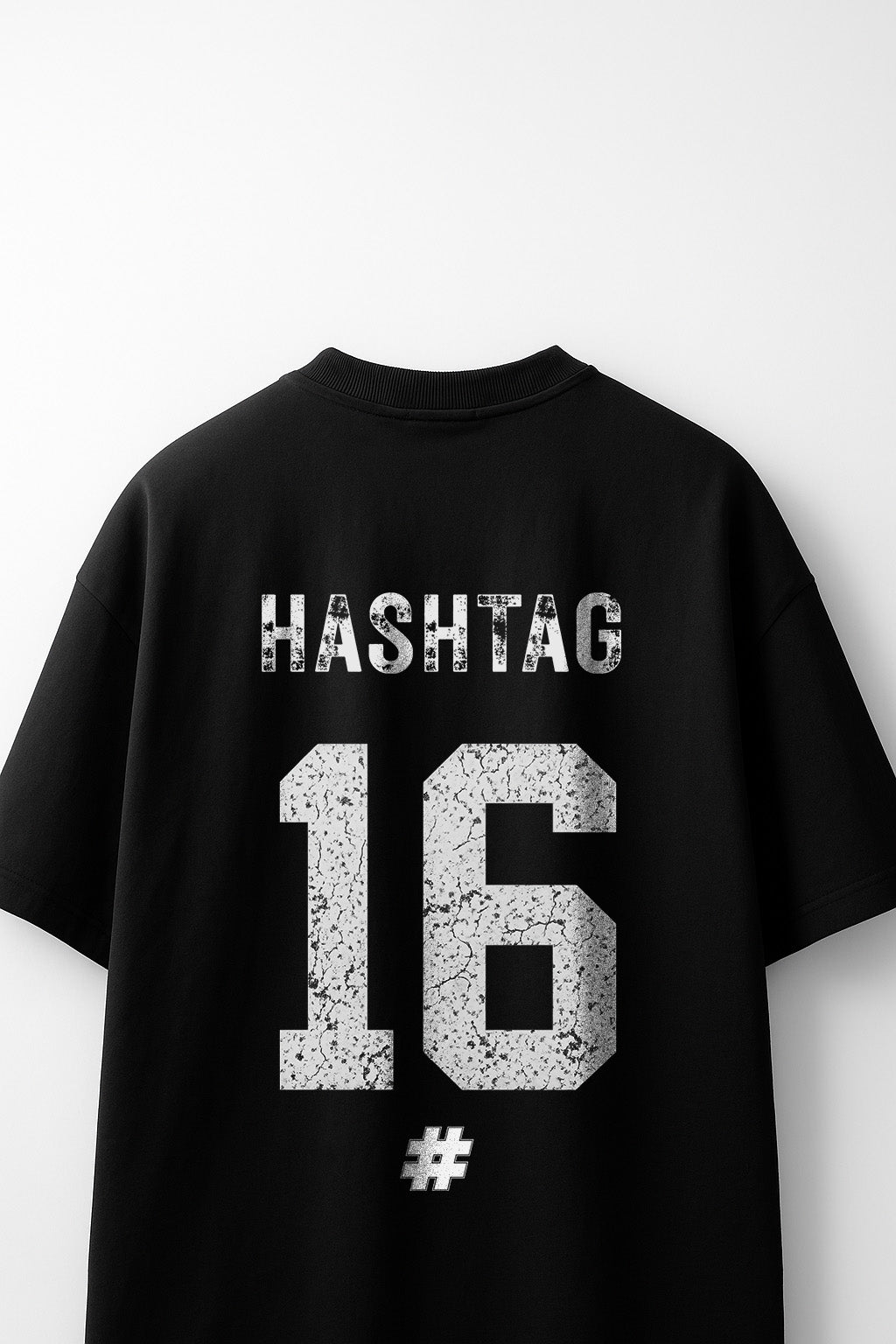 Hashtag League Oversized Black Tee