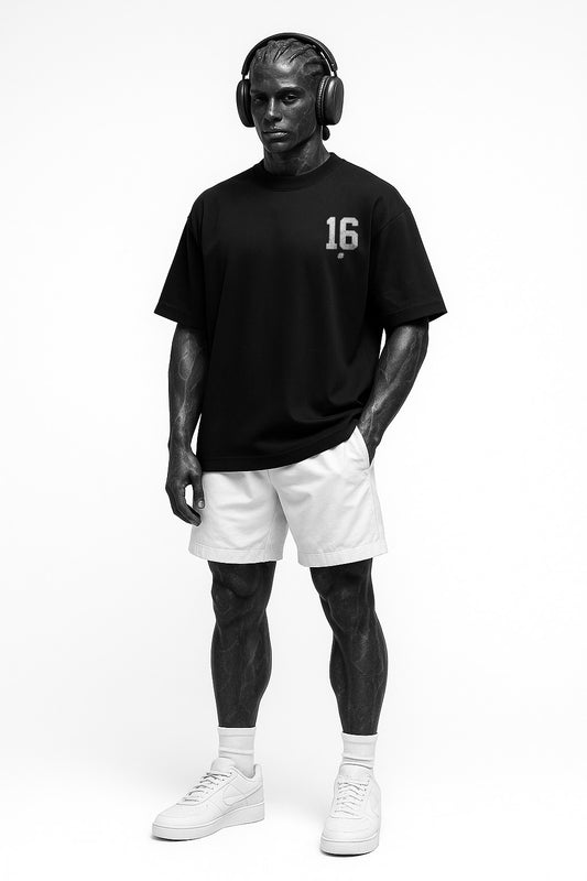 Hashtag League Oversized Black Tee